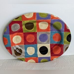 Pier-1 Urban Dots Oval Serving Platter 16.25inch New